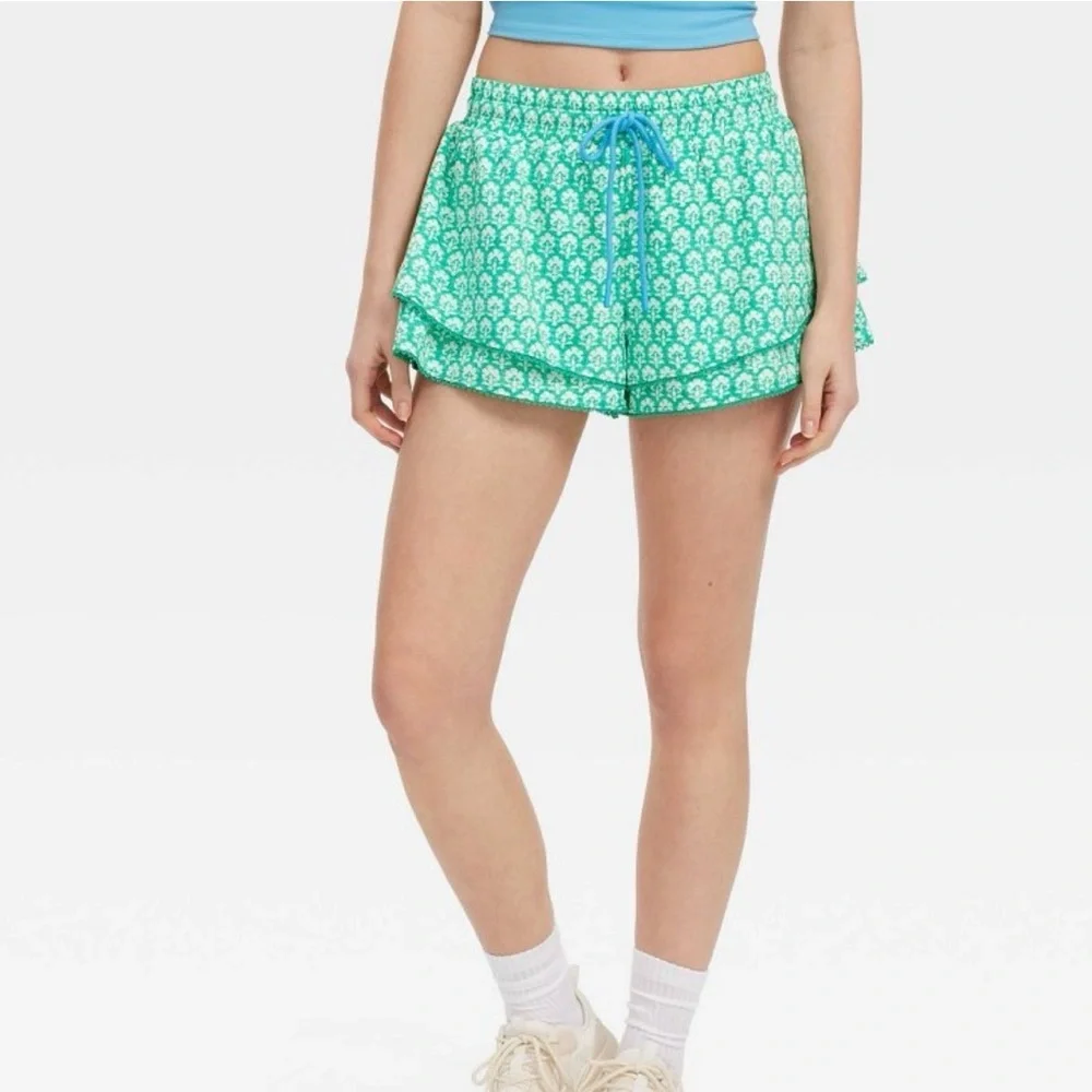 Roller Rabbit x Target Teal Patterned Drawstring Shorts - Picture 1 of 4